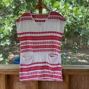 Sophia Made In Italy Women's Nadine Dress Red And White Mini Size OS